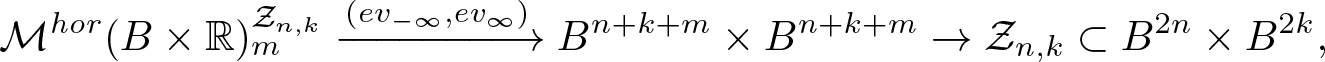 Mhor left parenthesis upper B times double struck upper R right parenthesis mZn comma k right arrow left parenthesis ev minus infinity comma ev infinity right parenthesis Bn plus k plus m times Bn plus k plus m right arrow Zn comma k subset of upper B 2 n times upper B 2 k comma
