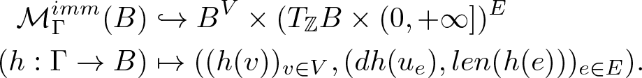 upper M upper Gamma imm left parenthesis upper B right parenthesis amp semicolon right arrow with hook BV times left parenthesis upper T double struck upper Z upper B times left parenthesis 0 comma plus infinity right bracket right parenthesis upper E left parenthesis h colon upper Gamma right arrow upper B right parenthesis amp semicolon right arrow from bar left parenthesis left parenthesis h left parenthesis v right parenthesis right parenthesis v element of upper V comma left parenthesis dh left parenthesis ue right parenthesis comma len left parenthesis h left parenthesis e right parenthesis right parenthesis right parenthesis e element of upper E right parenthesis period