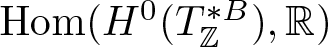 hom left parenthesis upper H 0 left parenthesis upper T double struck upper Z asterisk upper B right parenthesis comma double struck upper R right parenthesis