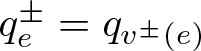 qe plus or minus equals qv plus or minus left parenthesis e right parenthesis