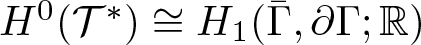 upper H 0 left parenthesis upper T asterisk right parenthesis approximately equals upper H 1 left parenthesis upper Gamma bar comma partial differential upper Gamma semicolon double struck upper R right parenthesis