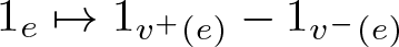 1 e right arrow from bar 1 v plus left parenthesis e right parenthesis minus 1 v minus left parenthesis e right parenthesis
