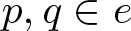 p comma q element of e
