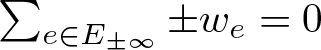 sigma summation e element of upper E plus or minus infinity plus or minus we equals 0