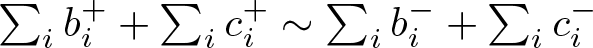 sigma summation ibi plus plus sigma summation ici plus tilde sigma summation ibi minus plus sigma summation ici minus
