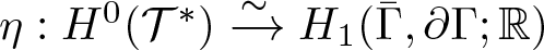 eta colon upper H 0 left parenthesis upper T asterisk right parenthesis right arrow tilde upper H 1 left parenthesis upper Gamma bar comma partial differential upper Gamma semicolon double struck upper R right parenthesis