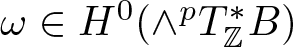 omega element of upper H 0 left parenthesis and pT double struck upper Z asterisk upper B right parenthesis