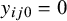 y Subscript i j Baseline 0 Baseline equals 0
