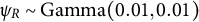 psi Subscript upper R Baseline tilde Gamma left parenthesis 0.01 comma 0.01 right parenthesis