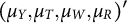 left parenthesis mu Subscript upper Y Baseline comma mu Subscript upper T Baseline comma mu Subscript upper W Baseline comma mu Subscript upper R Baseline right parenthesis prime