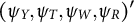 left parenthesis psi Subscript upper Y Baseline comma psi Subscript upper T Baseline comma psi Subscript upper W Baseline comma psi Subscript upper R Baseline right parenthesis prime