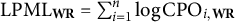 LPML Subscript bold upper W bold upper R Baseline equals sigma summation Underscript i equals 1 Overscript n Endscripts log CPO Subscript i comma bold upper W bold upper R