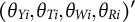 left parenthesis theta Subscript upper Y i Baseline comma theta Subscript upper T i Baseline comma theta Subscript upper W i Baseline comma theta Subscript upper R i Baseline right parenthesis prime