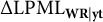 normal upper Delta LPML Subscript bold upper W bold upper R vertical bar bold y bold t