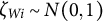 zeta Subscript upper W i Baseline tilde upper N left parenthesis 0 comma 1 right parenthesis