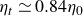 eta Subscript t Baseline asymptotically equals 0.84 eta 0