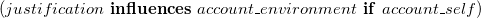 left parenthesis j u s t i f i c a t i o n bold i bold n bold f bold l bold u bold e bold n bold c bold e bold s a c c o u n t bar e n v i r o n m e n t bold i bold f a c c o u n t bar s e l f right parenthesis