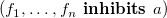 left parenthesis f 1 comma ellipsis comma f Subscript n Baseline inhibits a right parenthesis