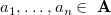 a 1 comma ellipsis comma a Subscript n Baseline element of upper A