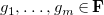 g 1 comma ellipsis comma g Subscript m Baseline element of bold upper F