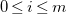 0 less than or equals i less than or equals m