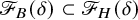 script upper F Subscript upper B Baseline left parenthesis delta right parenthesis subset of script upper F Subscript upper H Baseline left parenthesis delta right parenthesis