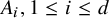 upper A Subscript i Baseline comma 1 less than or equals i less than or equals d