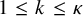 1 less than or equals k less than or equals kappa