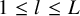 1 less than or equals l less than or equals upper L