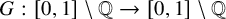 upper G colon left bracket 0 comma 1 right bracket minus double struck upper Q right arrow left bracket 0 comma 1 right bracket minus double struck upper Q
