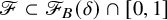 script upper F subset of script upper F Subscript upper B Baseline left parenthesis delta right parenthesis intersection left bracket 0 comma 1 right bracket