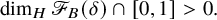 dimension Subscript upper H Baseline script upper F Subscript upper B Baseline left parenthesis delta right parenthesis intersection left bracket 0 comma 1 right bracket greater than 0 period
