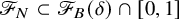 script upper F Subscript upper N Baseline subset of script upper F Subscript upper B Baseline left parenthesis delta right parenthesis intersection left bracket 0 comma 1 right bracket