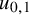 u Subscript 0 comma 1