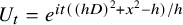 upper U Subscript t Baseline equals e Superscript i t left parenthesis left parenthesis h upper D right parenthesis squared plus x squared minus h right parenthesis divided by h