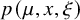 p left parenthesis mu comma x comma xi right parenthesis