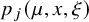 p Subscript j Baseline left parenthesis mu comma x comma xi right parenthesis