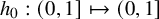 h 0 colon left parenthesis 0 comma 1 right bracket right arrow from bar left parenthesis 0 comma 1 right bracket