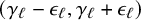 left parenthesis gamma Subscript script l Baseline minus epsilon Subscript script l Baseline comma gamma Subscript script l Baseline plus epsilon Subscript script l Baseline right parenthesis