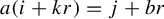 a left parenthesis i plus k r right parenthesis equals j plus b r