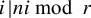 i vertical bar n i mod r