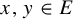 x comma y element of upper E