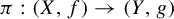 pi colon left parenthesis upper X comma f right parenthesis right arrow left parenthesis upper Y comma g right parenthesis