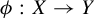 phi colon upper X right arrow upper Y
