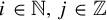 i element of double struck upper N comma j element of double struck upper Z