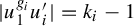 StartAbsoluteValue u 1 Superscript g Super Subscript i Superscript Baseline u prime Subscript i EndAbsoluteValue equals k Subscript i Baseline minus 1