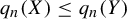 q Subscript n Baseline left parenthesis upper X right parenthesis less than or equals q Subscript n Baseline left parenthesis upper Y right parenthesis