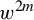 w Superscript 2 m