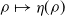 rho right arrow from bar eta left parenthesis rho right parenthesis