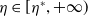 eta element of left bracket eta Superscript asterisk Baseline comma plus normal infinity right parenthesis